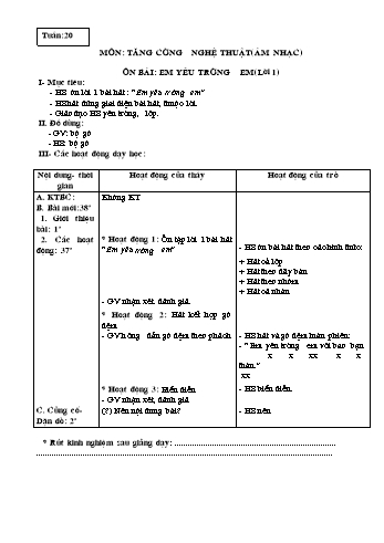 Giáo án Âm nhạc Lớp 3 - Tuần 20