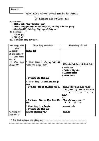 Giáo án Âm nhạc Lớp 3 - Tuần 21