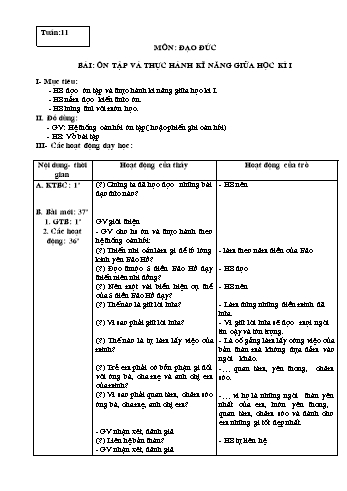 Giáo án Đạo đức Lớp 3 - Tuần 11, 12