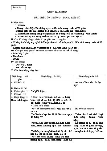 Giáo án Đạo đức Lớp 3 - Tuần 16, 17, 18