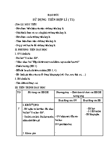 Giáo án Đạo đức Lớp 5 - Sử dụng tiền hợp lý (Tiết 1)