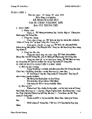 Giáo án Hoạt động trải nghiệm Lớp 1 - Sách Kết nối tri thức - Tuần 4 - Tiết 1: Vui trung thu - Phạm Thị Mai Hương