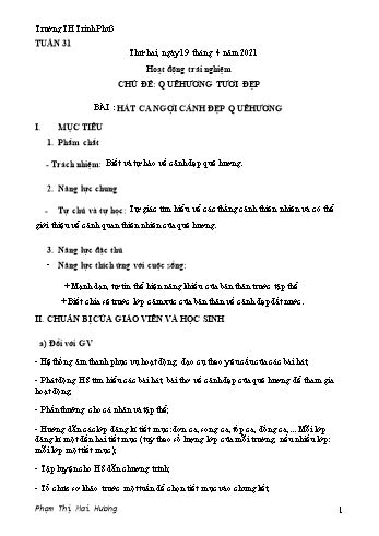 Giáo án Hoạt động trải nghiệm Lớp 1 - Sách Kết nối tri thức - Tuần 31 - Phạm Thị Mai Hương