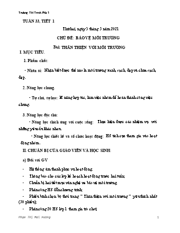 Giáo án Hoạt động trải nghiệm Lớp 1 - Sách Kết nối tri thức - Tuần 33 - Phạm Thị Mai Hương