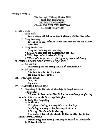 Giáo án Hoạt động trải nghiệm Lớp 1 - Sách Kết nối tri thức - Tuần 5 - Tiết 3: Sinh hoạt lớp