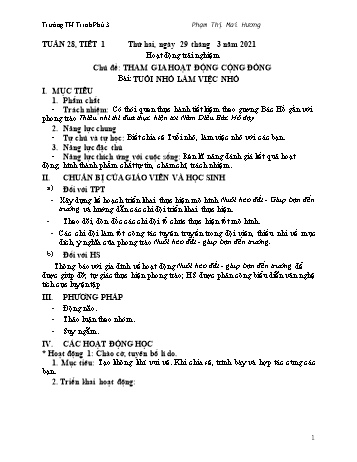 Giáo án Hoạt động trải nghiệm Lớp 1 - Sách Kết nối tri thức - Tuần 28 - Phạm Thị Mai Hương
