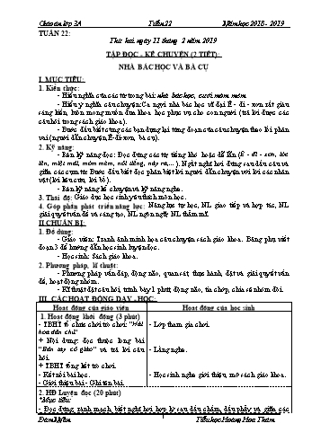 Giáo án Lớp 3 (Định hướng phát triển năng lực học sinh) - Tuần 22 - Trường Tiểu học Hoàng Hoa Thám