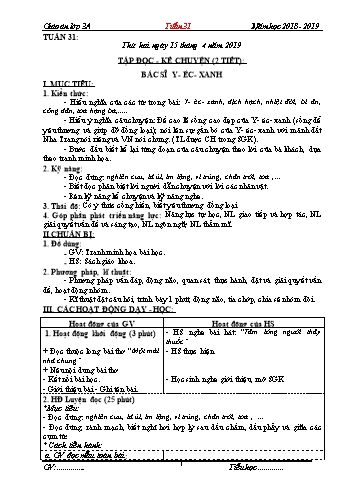 Giáo án Lớp 3 (Định hướng phát triển năng lực học sinh) - Tuần 31