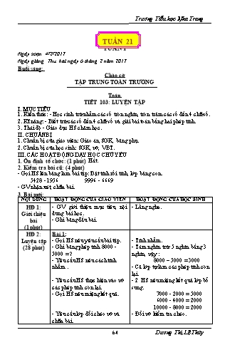 Giáo án Lớp 3 - Định hướng phát triển năng lực - Tuần 21 - Dương Thị Lệ Thủy