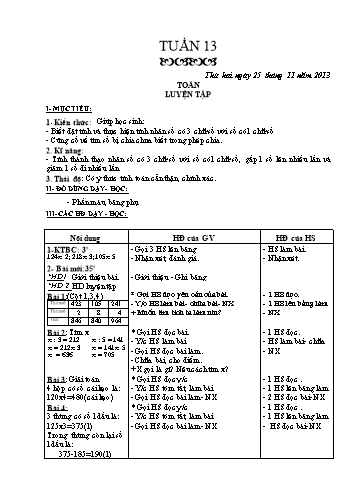 Giáo án Lớp 3 - Tuần 13 (Bản đẹp 3 cột)