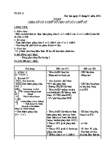 Giáo án Lớp 3 - Tuần 15 (Bản đẹp 3 cột)