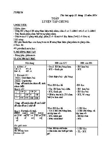 Giáo án Lớp 3 - Tuần 16 (Bản đẹp 3 cột)