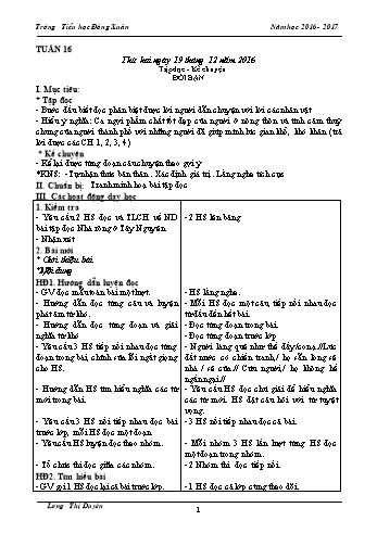 Giáo án Lớp 3 - Tuần 16 đến 20 - Lương Thị Duyên