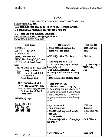 Giáo án Lớp 3 - Tuần 2 (Bản đẹp 3 cột)