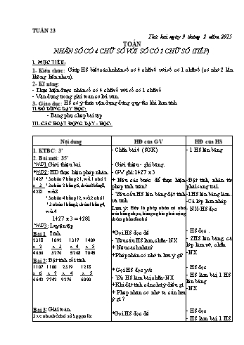 Giáo án Lớp 3 - Tuần 23 (Bản đẹp 3 cột)