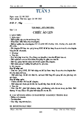 Giáo án Lớp 3 - Tuần 3 - Phạm Mai Chi