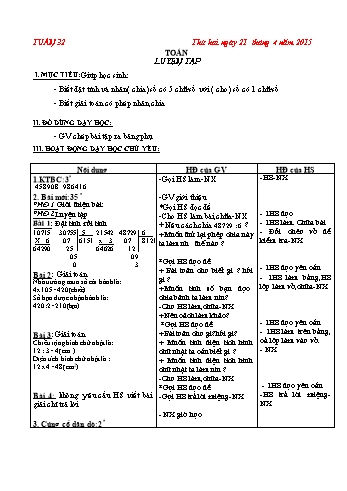 Giáo án Lớp 3 - Tuần 32 (Bản đẹp 3 cột)