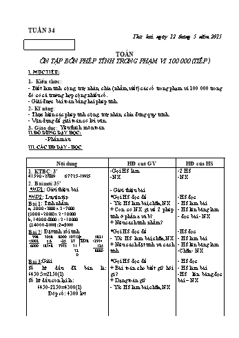 Giáo án Lớp 3 - Tuần 34 (Bản đẹp 3 cột)