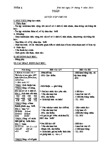 Giáo án Lớp 3 - Tuần 4 (Bản đẹp 3 cột)