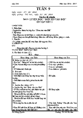 Giáo án Lớp 3 - Tuần 9 - Vũ Hồng Quyên