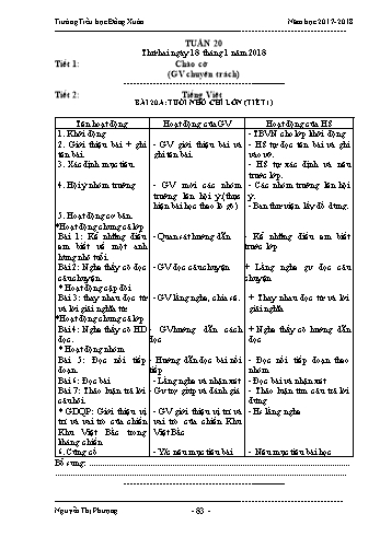 Giáo án Lớp 3 (VNEN) - Tuần 20 - Nguyễn Thị Phượng