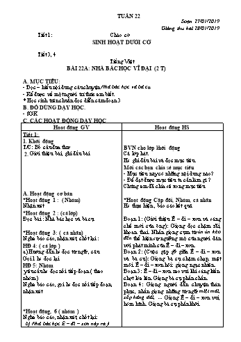 Giáo án Lớp 3 (VNEN) - Tuần 22 (Bản 2 cột)