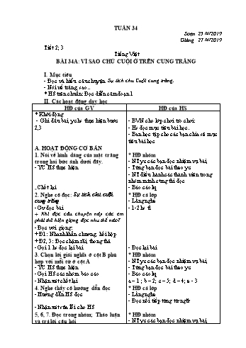 Giáo án Lớp 3 (VNEN) - Tuần 34 (Bản 2 cột)