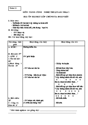 Giáo án Mĩ thuật Lớp 3 - Tuần 11