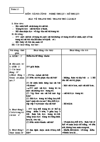 Giáo án Mĩ thuật Lớp 3 - Tuần 13