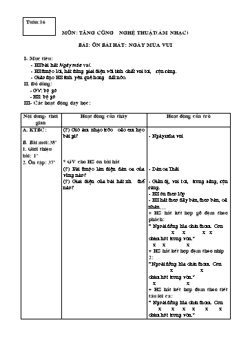 Giáo án Mĩ thuật Lớp 3 - Tuần 16