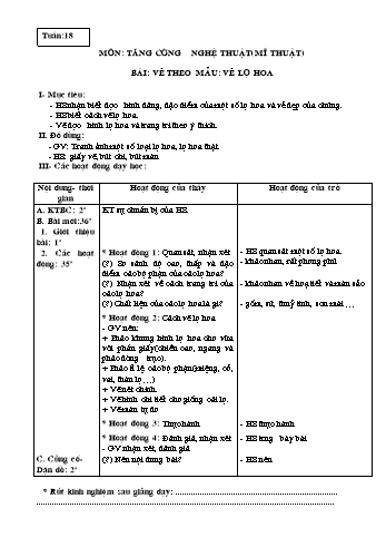 Giáo án Mĩ thuật Lớp 3 - Tuần 18