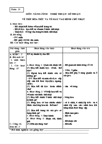 Giáo án Mĩ thuật Lớp 3 - Tuần 25