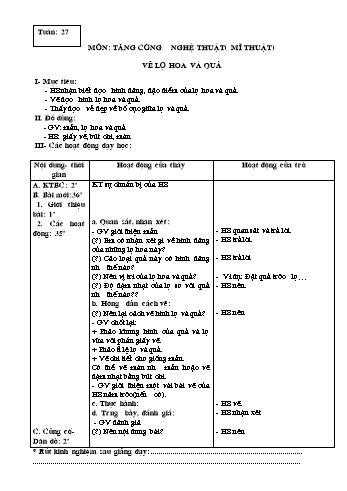 Giáo án Mĩ thuật Lớp 3 - Tuần 27