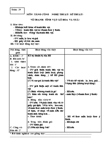 Giáo án Mĩ thuật Lớp 3 - Tuần 29