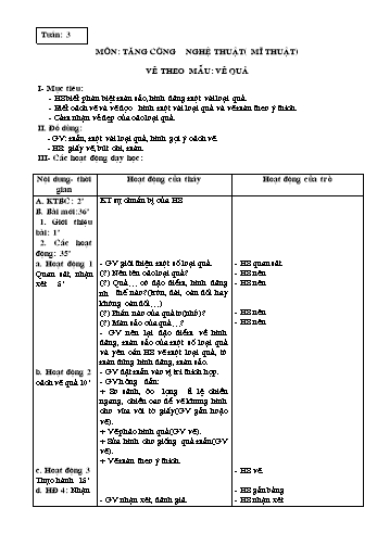 Giáo án Mĩ thuật Lớp 3 - Tuần 3