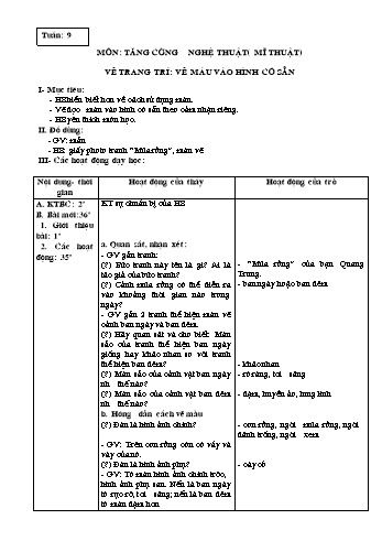 Giáo án Mĩ thuật Lớp 3 - Tuần 9