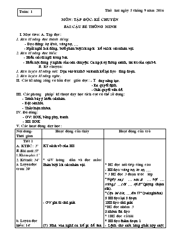 Giáo án Tập đọc Lớp 3 - Tuần 1, 2