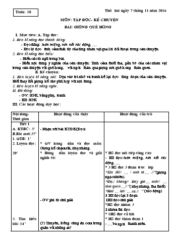 Giáo án Tập đọc Lớp 3 - Tuần 10