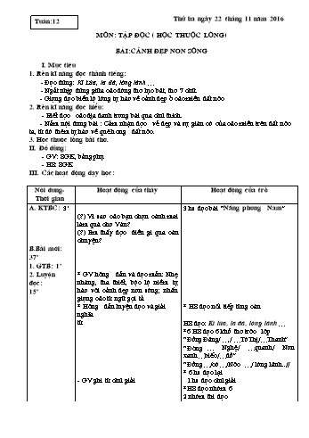 Giáo án Tập đọc Lớp 3 - Tuần 12, 13