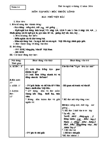 Giáo án Tập đọc Lớp 3 - Tuần 14, 15