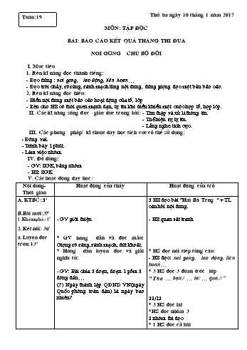 Giáo án Tập đọc Lớp 3 - Tuần 19, 20