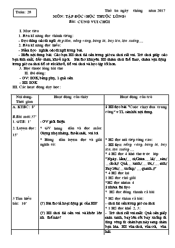 Giáo án Tập đọc Lớp 3 - Tuần 28, 29