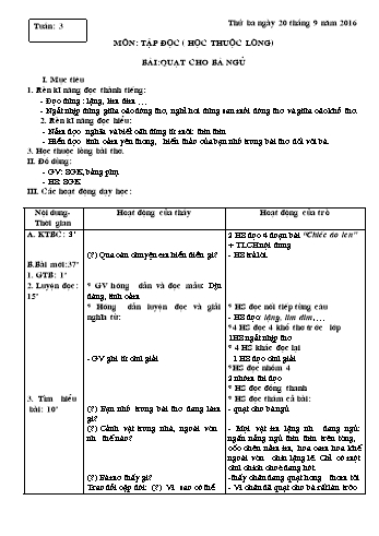 Giáo án Tập đọc Lớp 3 - Tuần 3, 4