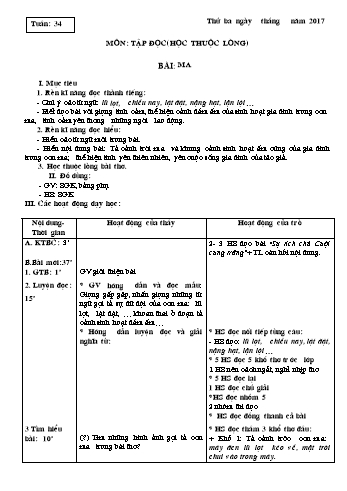 Giáo án Tập đọc Lớp 3 - Tuần 34