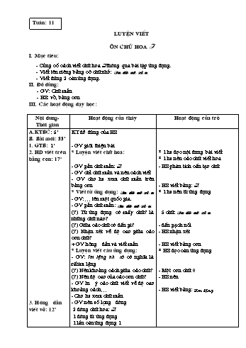 Giáo án Tập viết Lớp 3 - Tuần 11, 12