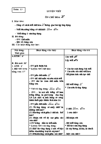 Giáo án Tập viết Lớp 3 - Tuần 13, 14