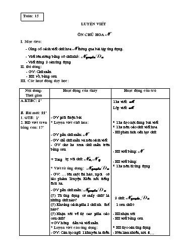 Giáo án Tập viết Lớp 3 - Tuần 15, 16