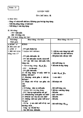 Giáo án Tập viết Lớp 3 - Tuần 21, 22