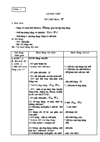 Giáo án Tập viết Lớp 3 - Tuần 3, 4