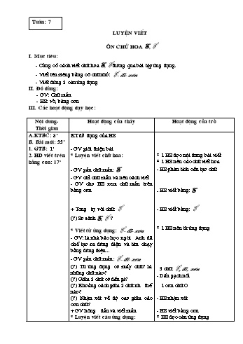 Giáo án Tập viết Lớp 3 - Tuần 7, 8